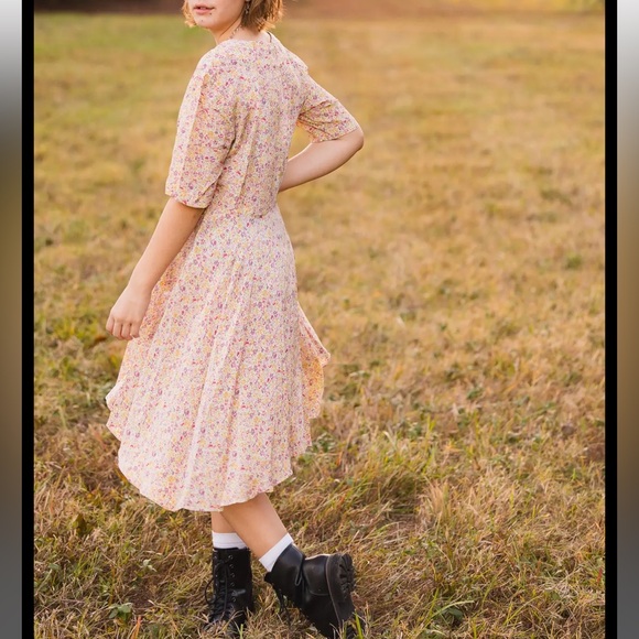 Vintage 90s designer Les Habitudes ditsy floral babydoll dress size large - Picture 1 of 11